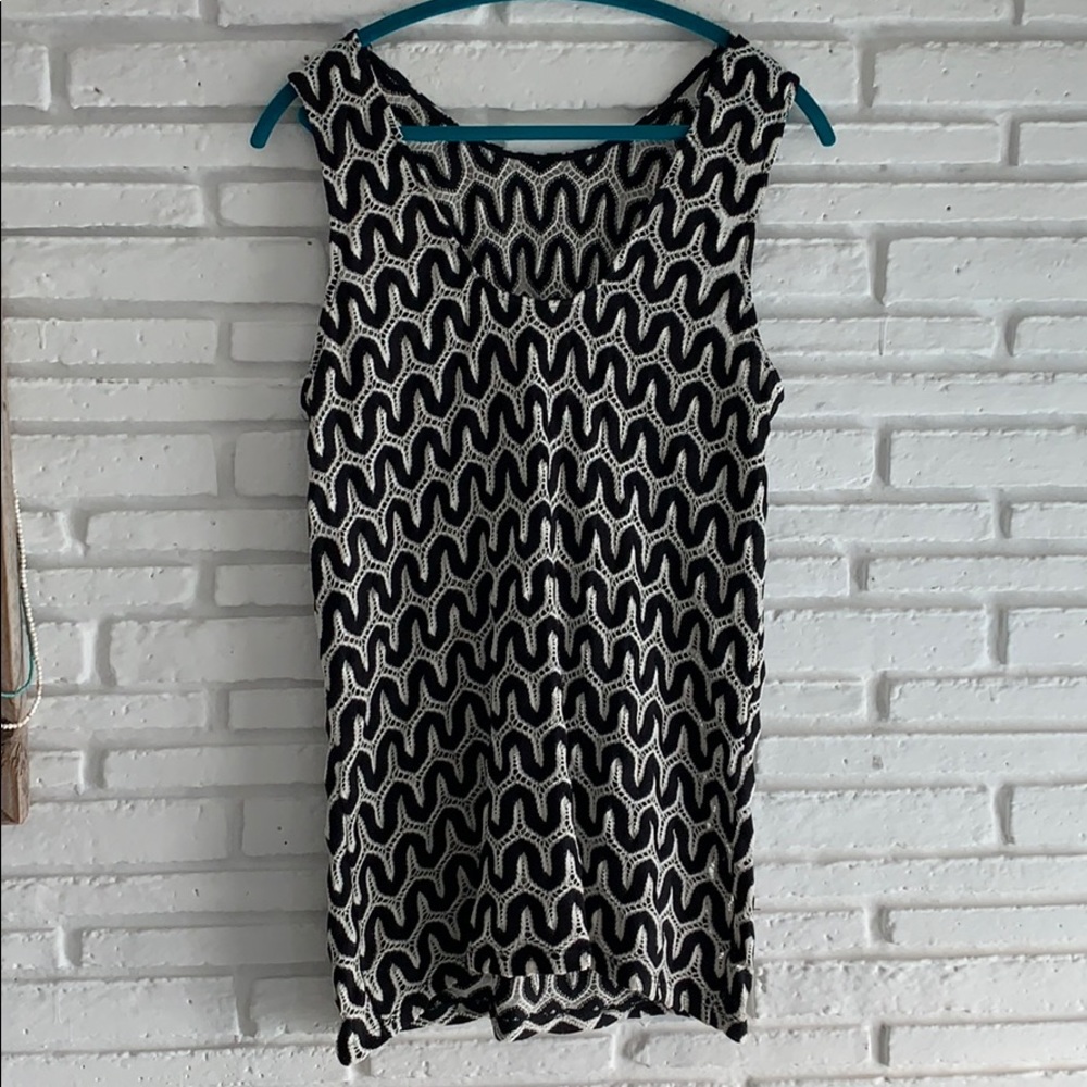 Black & White Knit Beach Cover Up Dress | Sheer Pattern | Size M